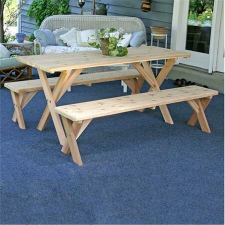 CREEKVINE DESIGNS 27 in. x 5 ft. Red Cedar Backyard Bash Cross Legged Picnic Table with Detached Benches WF27WCLTCB5CVD
